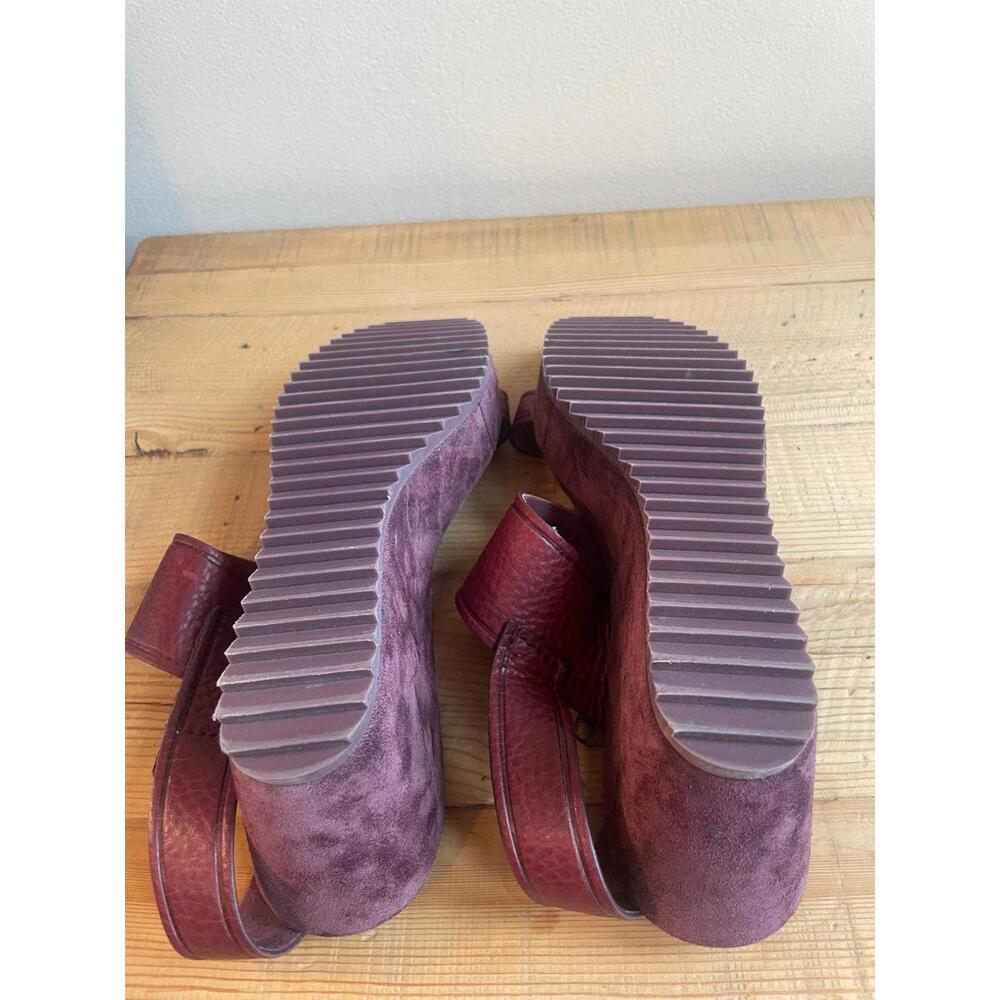 Pedro Garcia Maroon Suede Wedge Platform Sandals (Size 41) - Picture 8 of 8
